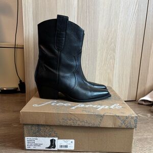 Free People Cat Nap Black Leather Boots